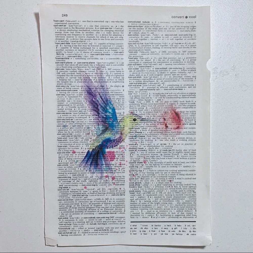 Dictionary Art Print, Hummingbird, Vintage Art Print, Dictionary Print